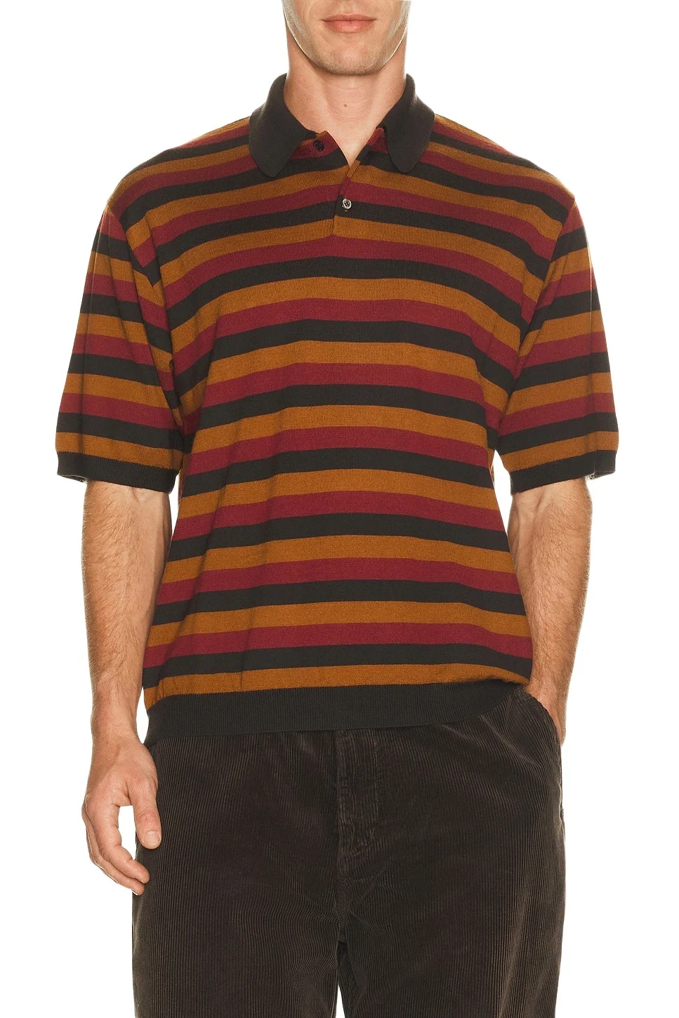 Long Sleeve Knitted Stripe Polo Long Sleeve Knitted Stripe Polo