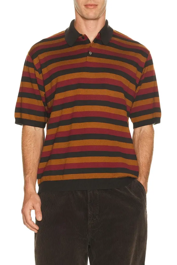 Long Sleeve Knitted Stripe Polo Long Sleeve Knitted Stripe Polo