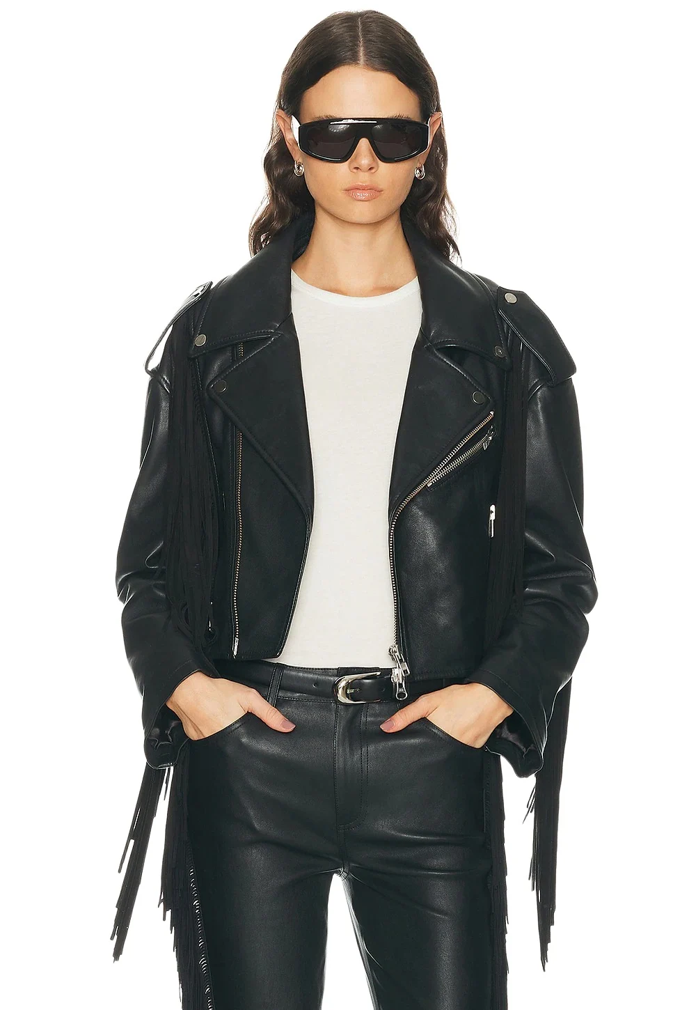 Sprwmn Moto Fringe Leather Jacket