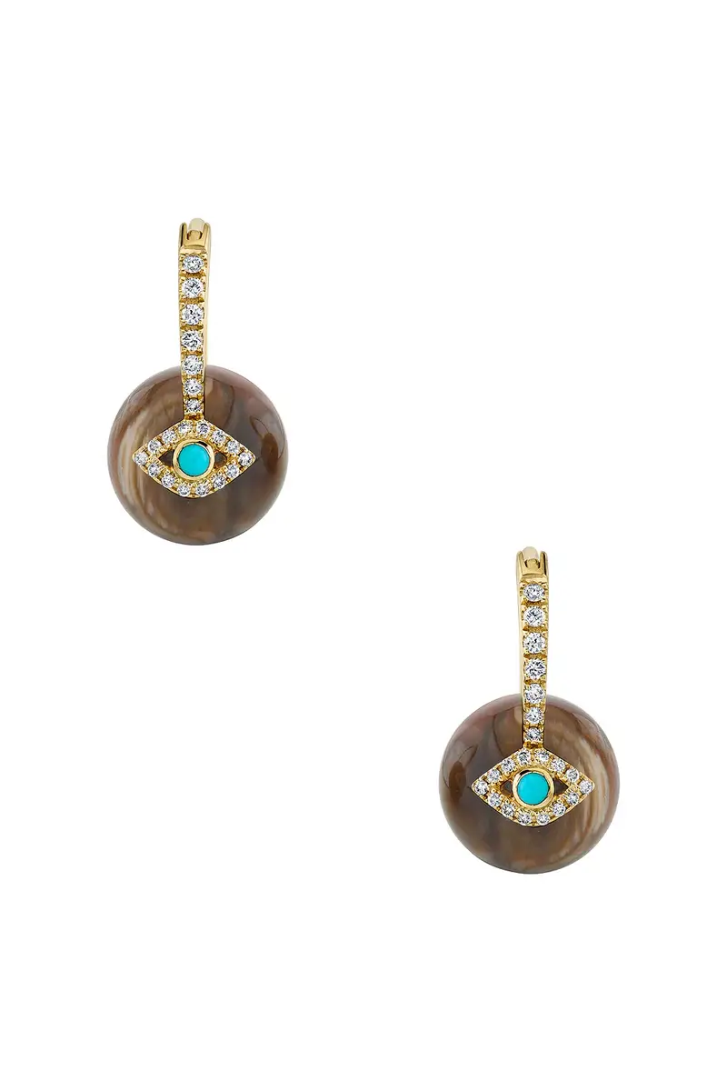 Sydney Evan Bezel Evil Eye Bead Earrings | Thumbnail 2