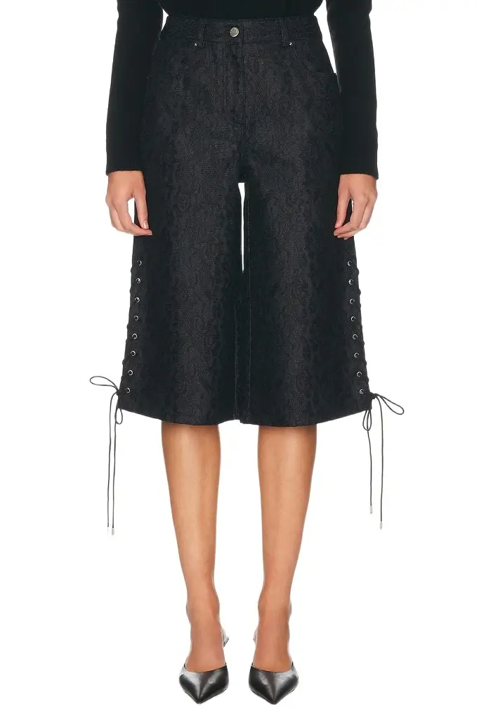 Fleur du Mal Lace Denim Culotte