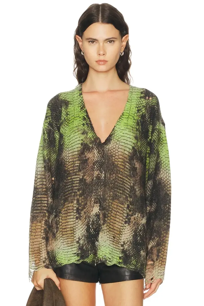 R13 Printed Boyfriend Cardigan