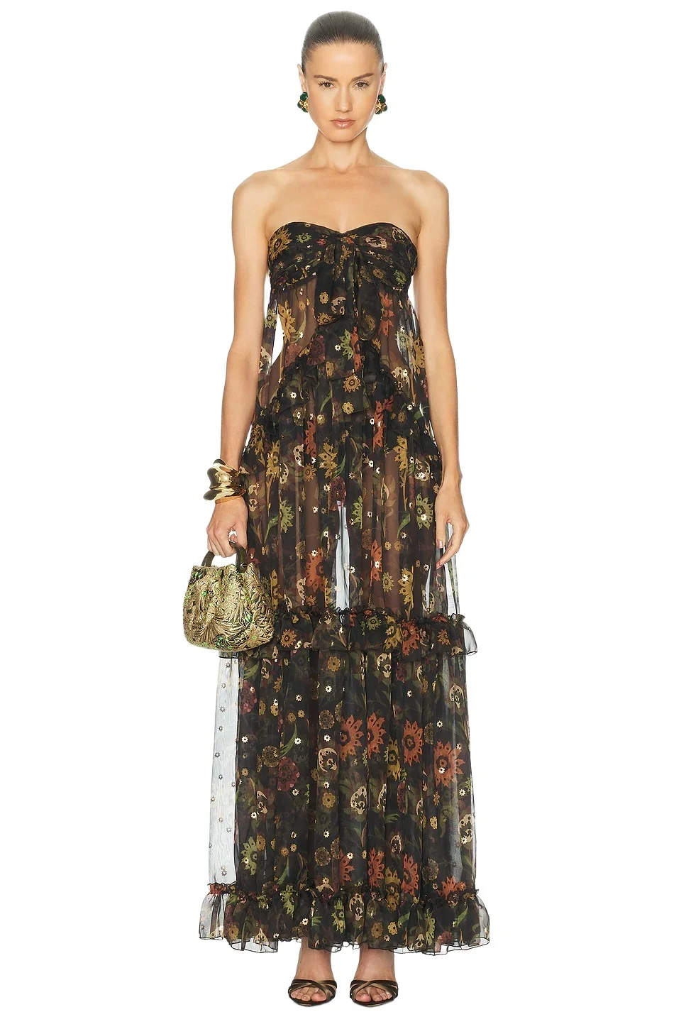 Josiane Sheer Ruffled Maxi Dress