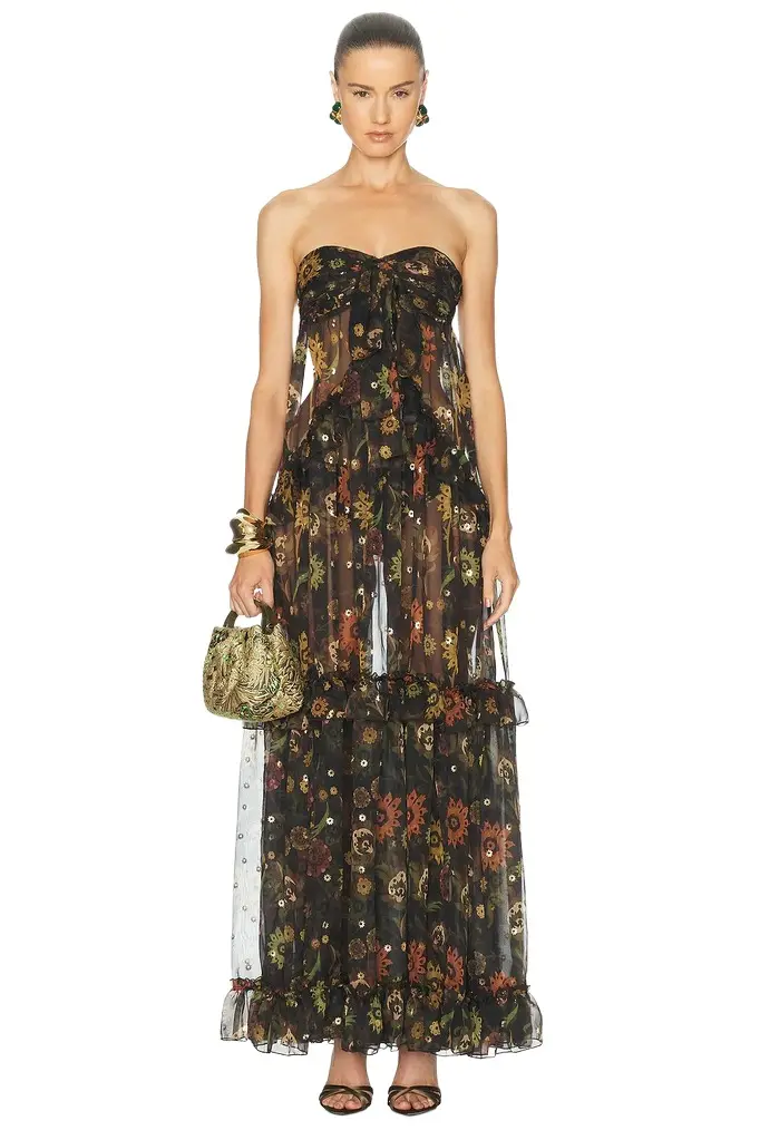 Josiane Sheer Ruffled Maxi Dress Josiane Sheer Ruffled Maxi Dress