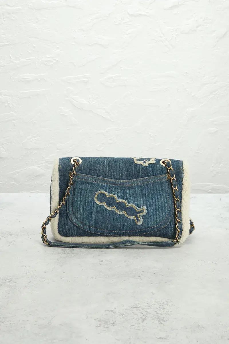 Chanel Chanel Denim & Shearling Paris-Egypt Hieroglyph Flap Bag | Thumbnail 3 Chanel Chanel Denim & Shearling Paris-Egypt Hieroglyph Flap Bag | Thumbnail 3