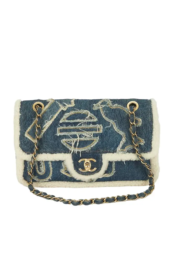Chanel Denim & Shearling Paris-Egypt Hieroglyph Flap Bag Chanel Denim & Shearling Paris-Egypt Hieroglyph Flap Bag