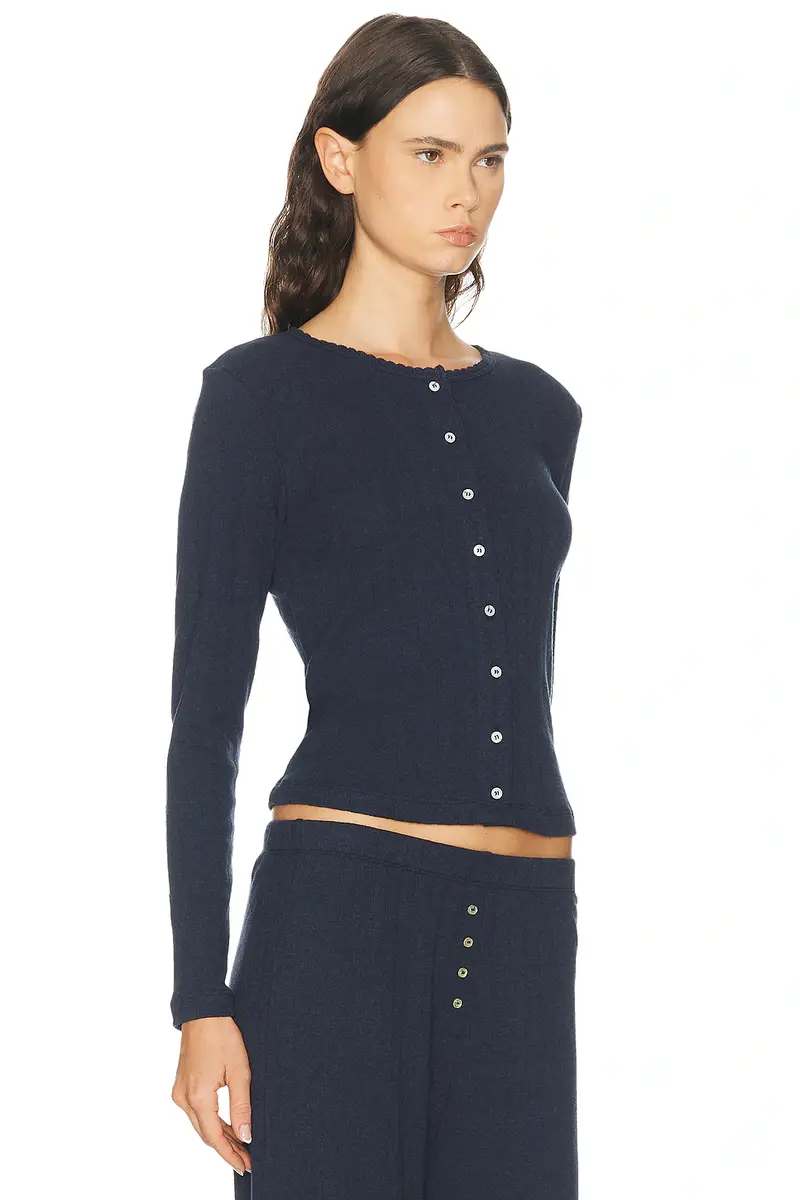 LESET Pointelle Classic Cardigan | Thumbnail 3 LESET Pointelle Classic Cardigan | Thumbnail 3