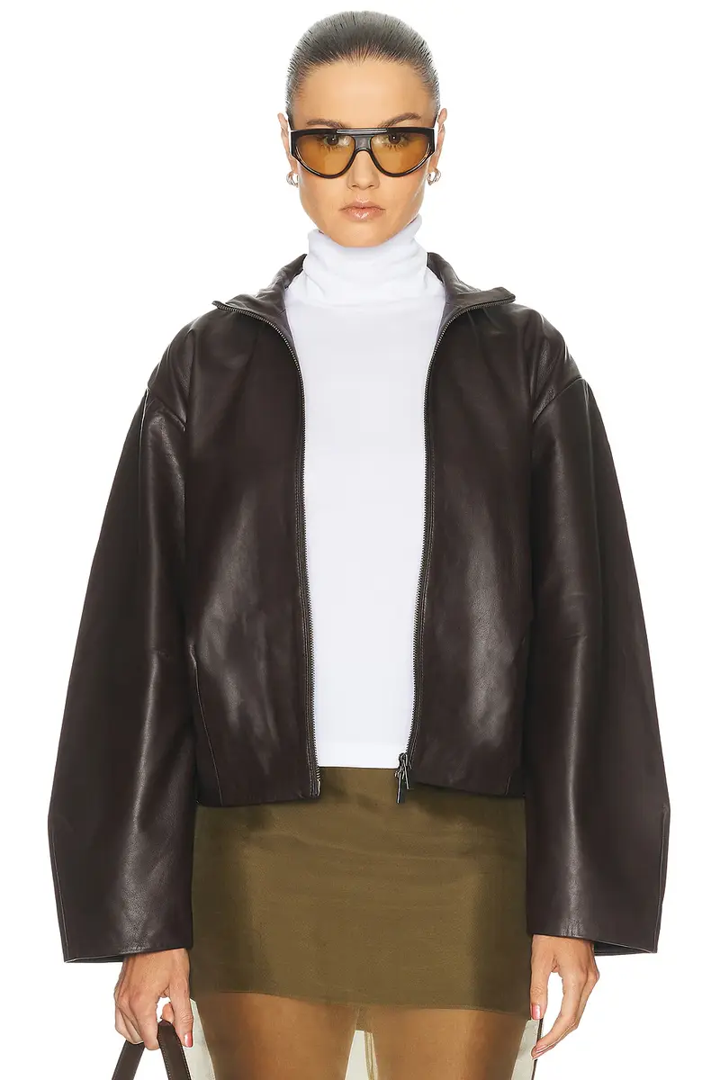 St. Agni Cocoon Zip Leather Jacket | Thumbnail 2