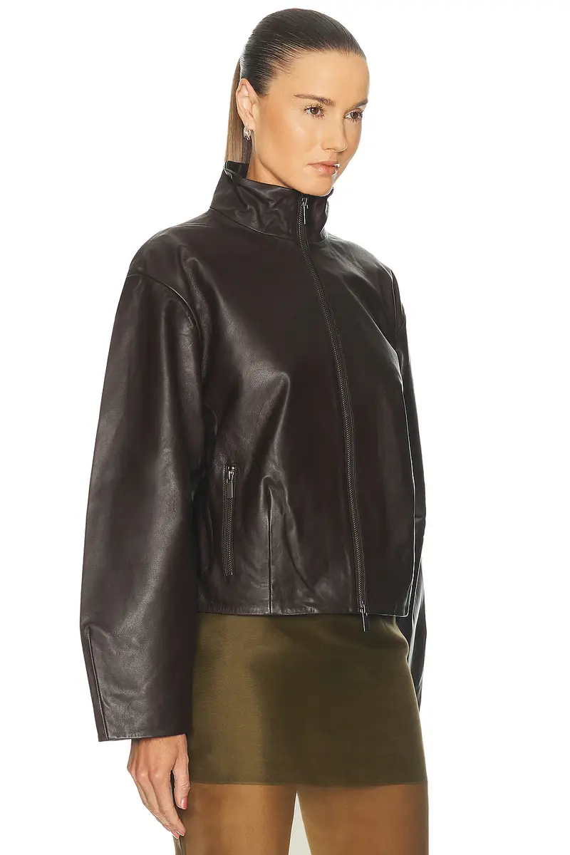 St. Agni Cocoon Zip Leather Jacket | Thumbnail 3