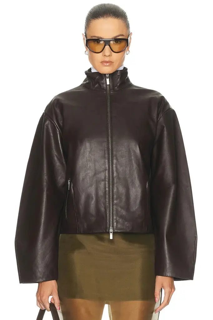 St. Agni Cocoon Zip Leather Jacket