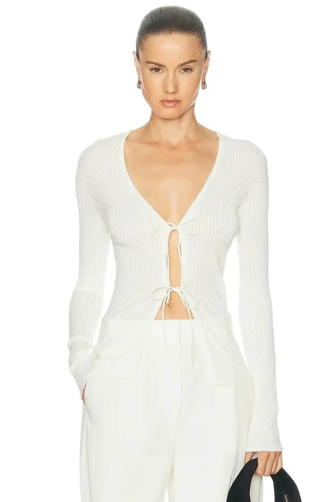 Kiki de Montparnasse Rib Knit Long Sleeve Cardigan