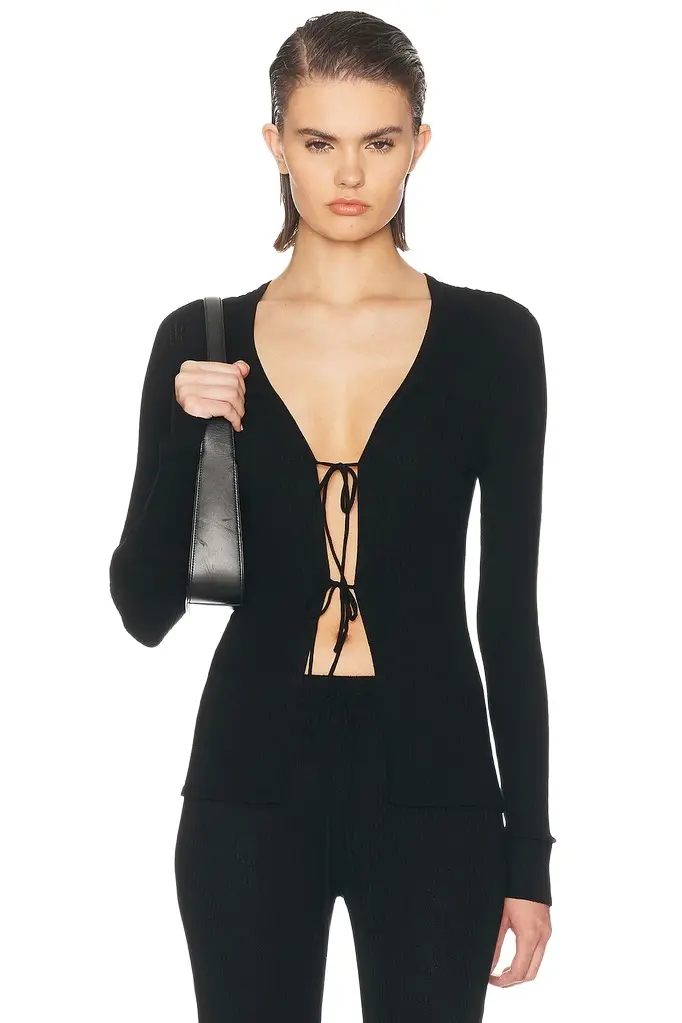 Kiki de Montparnasse Viscose Knit Long Sleeve Cardigan