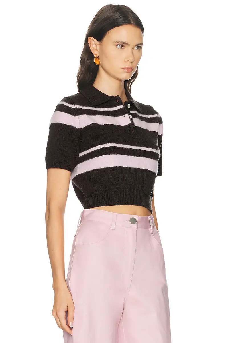 Matthew Bruch Striped Mohair Polo Top | Thumbnail 2 Matthew Bruch Striped Mohair Polo Top | Thumbnail 2
