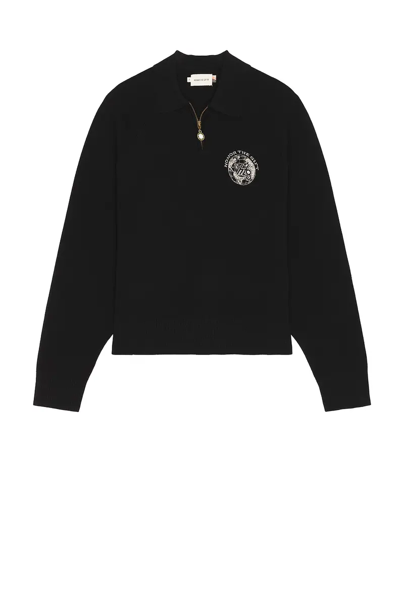 Honor The Gift Knitted Zip Long Sleeve Polo | Thumbnail 4