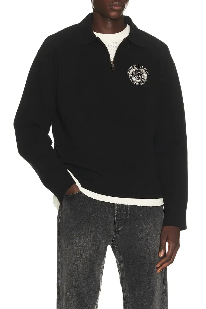 Honor The Gift Knitted Zip Long Sleeve Polo