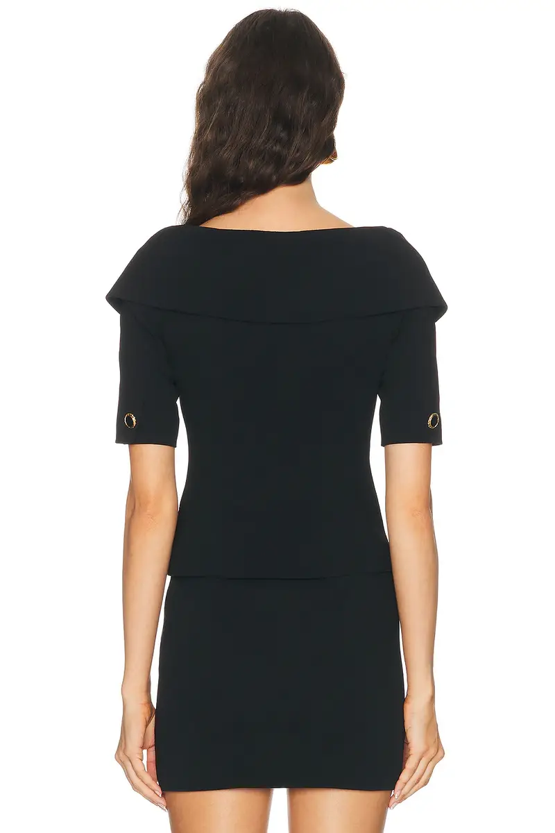 Alessandra Rich Wool Crepe Off The Shoulder Jacket | Thumbnail 3 Alessandra Rich Wool Crepe Off The Shoulder Jacket | Thumbnail 3