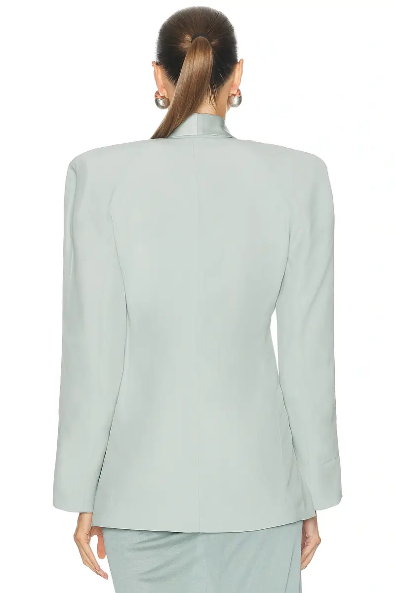 Burc Akyol Satin Draped Blazer | Thumbnail 4 Burc Akyol Satin Draped Blazer | Thumbnail 4