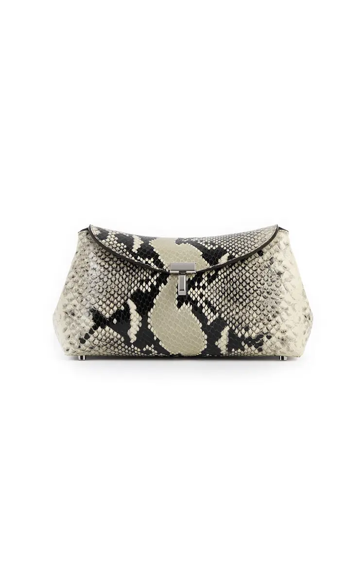 TOTEME Mini T-Lock Python-Embossed Leather Clutch