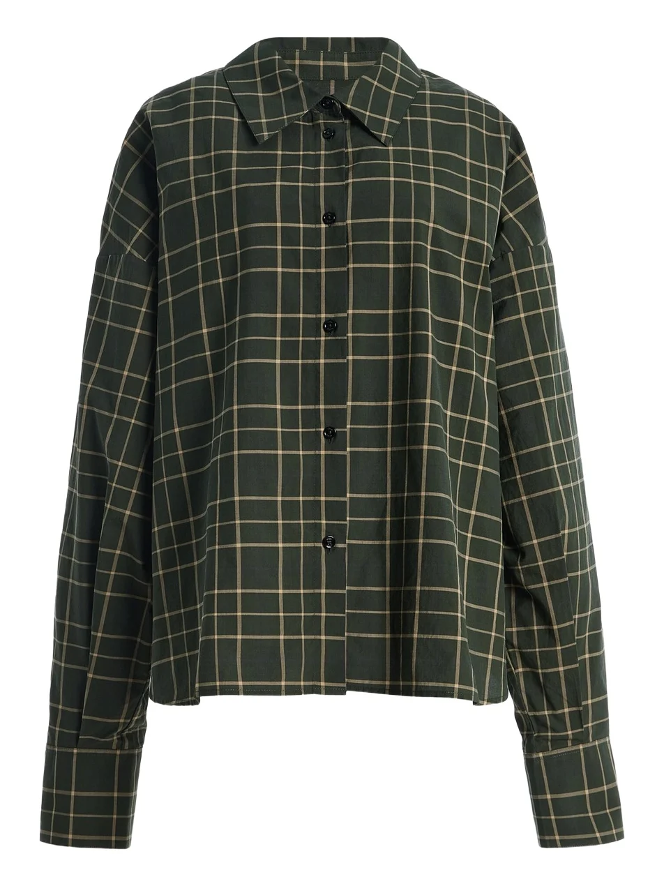 TOTEME Boxy Plaid Cotton Shirt