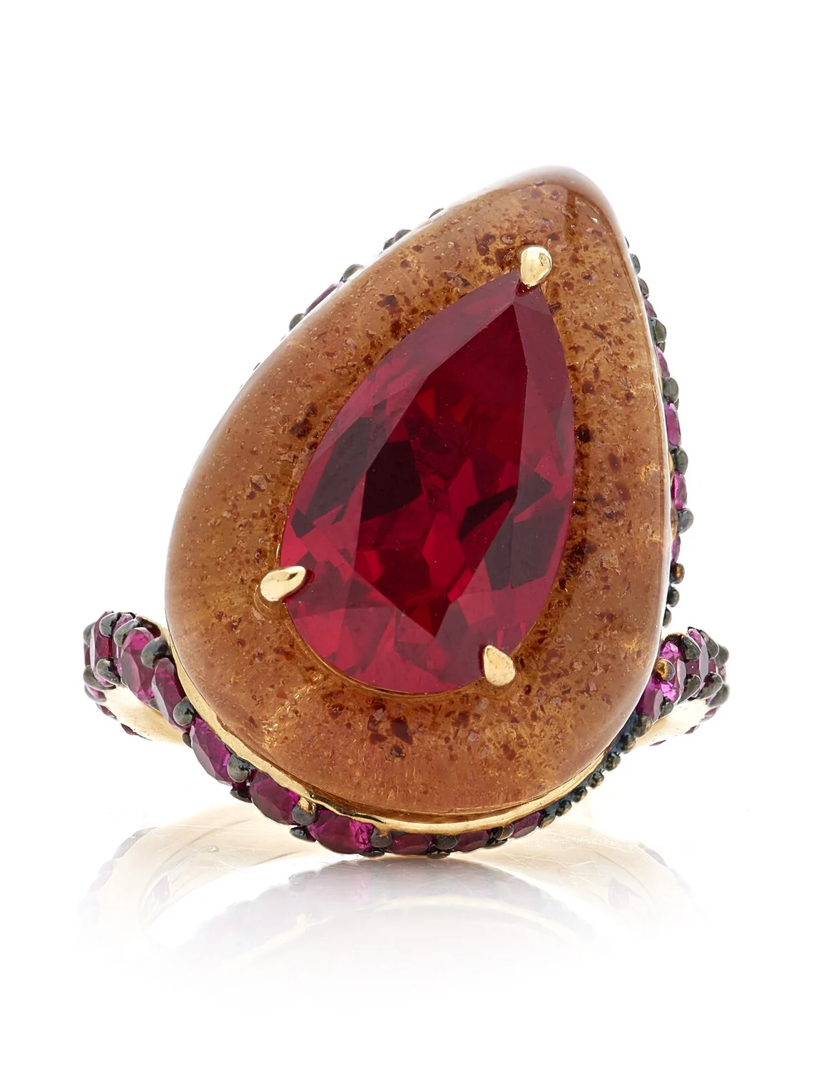 Anabela Chan Beetroot Elixir 18K Yellow Gold Gem and Ruby Ring
