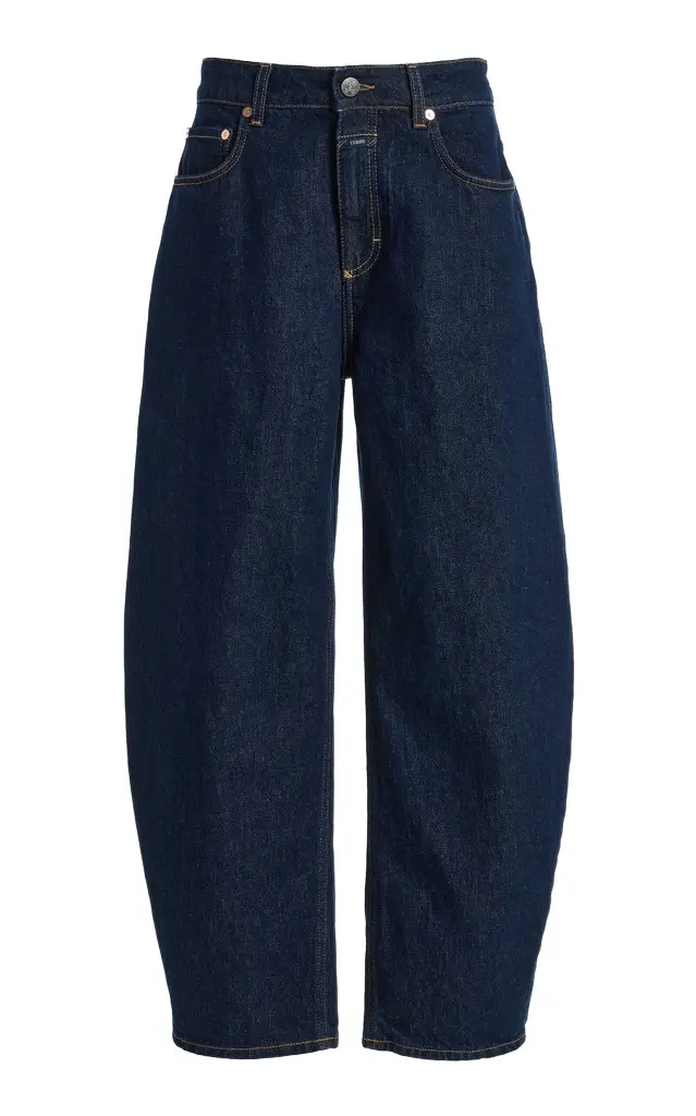 Jazzie Stretch Mid-Rise Cropped Barrel-Leg Jeans