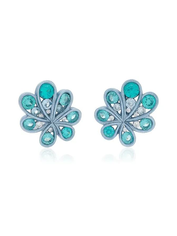 Ocean Aluminum and Rhodium Multi-Stone Earrings Ocean Aluminum and Rhodium Multi-Stone Earrings