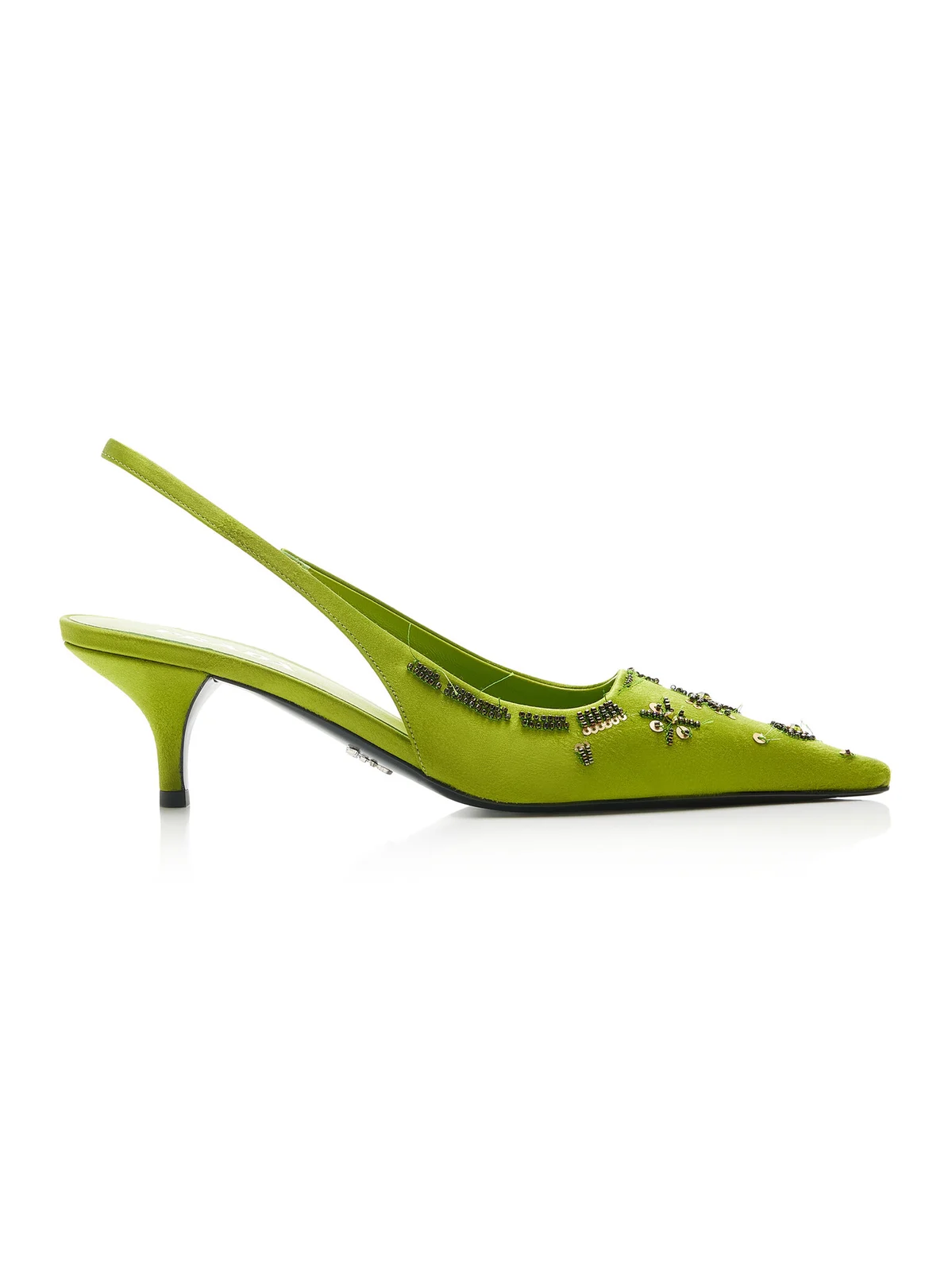 Prada Embellished Satin Slingback Pumps