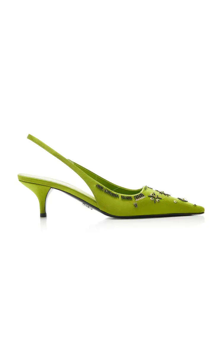 Embellished Satin Slingback Pumps Embellished Satin Slingback Pumps