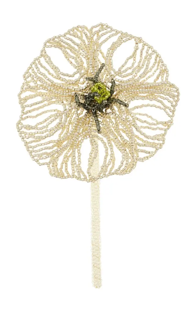 Pura Utz Silver Flor Glass Bead Brooch