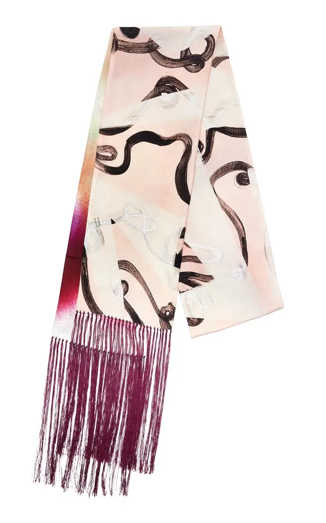 Otzio Fringed Silk-Twill Double Scarf