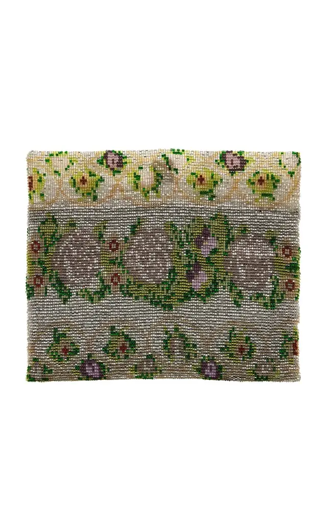 Pura Utz Floral Beaded Clutch Bag