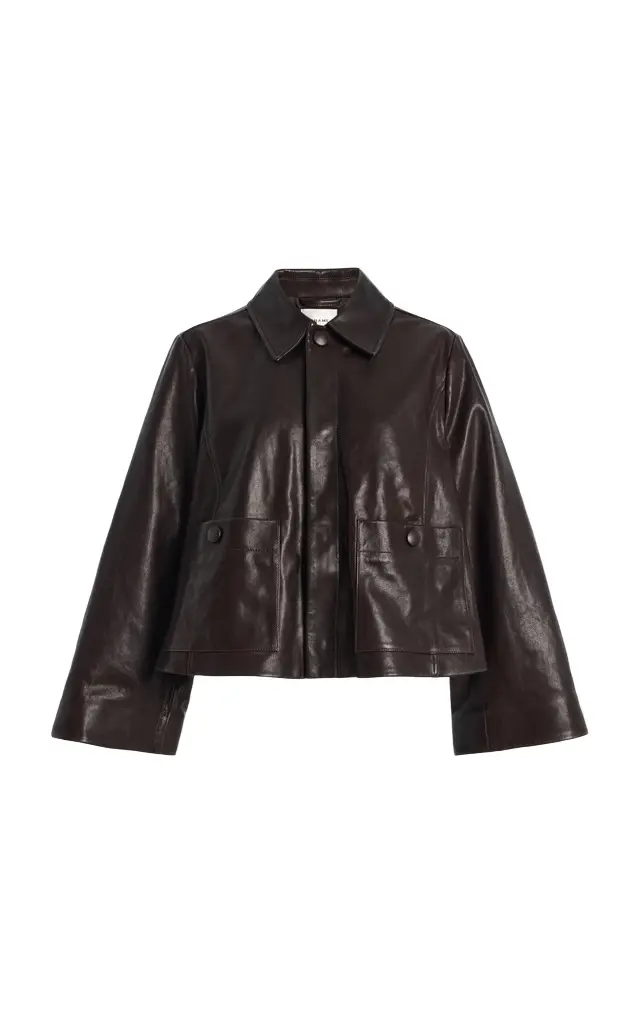 Frame The Paper Leather Mini Swing Jacket