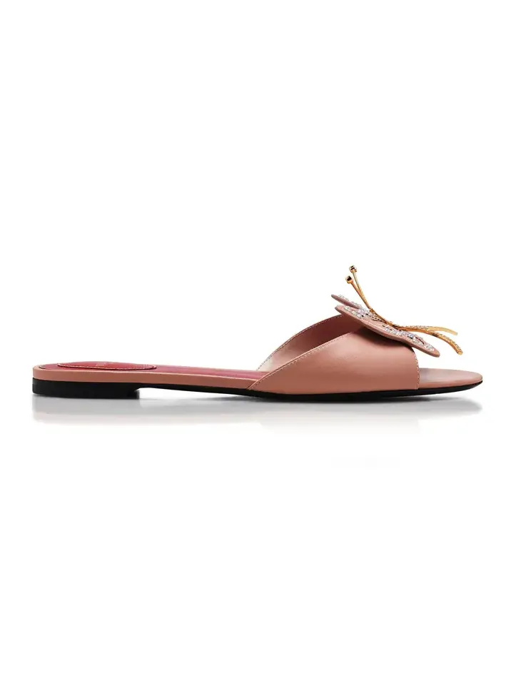 Valentino Garavani Flutterby Leather Slide Sandals