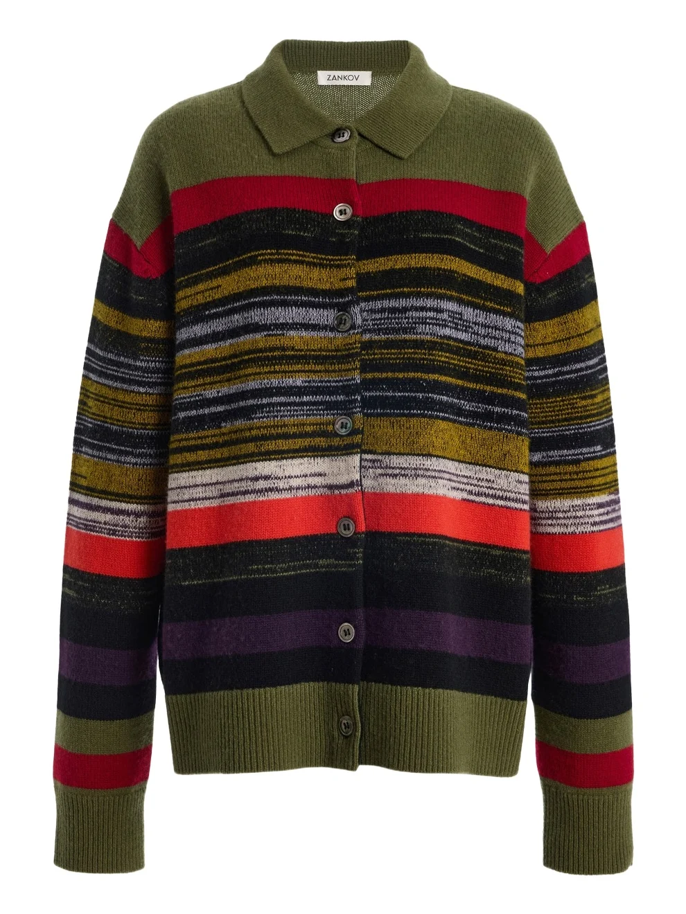 Zankov Andrew Cashmere Stripe Polo Cardigan