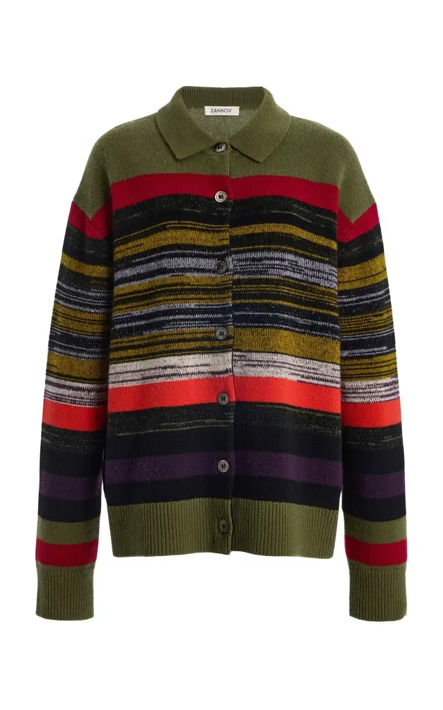 Zankov Andrew Cashmere Stripe Polo Cardigan