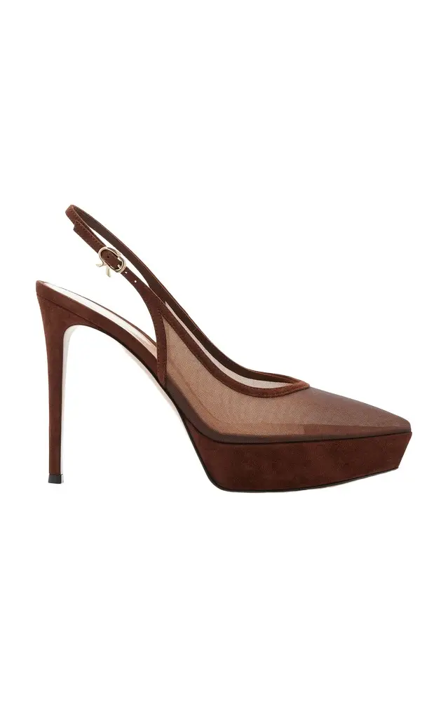 Gianvito Rossi Mesh Platform Slingback Pumps