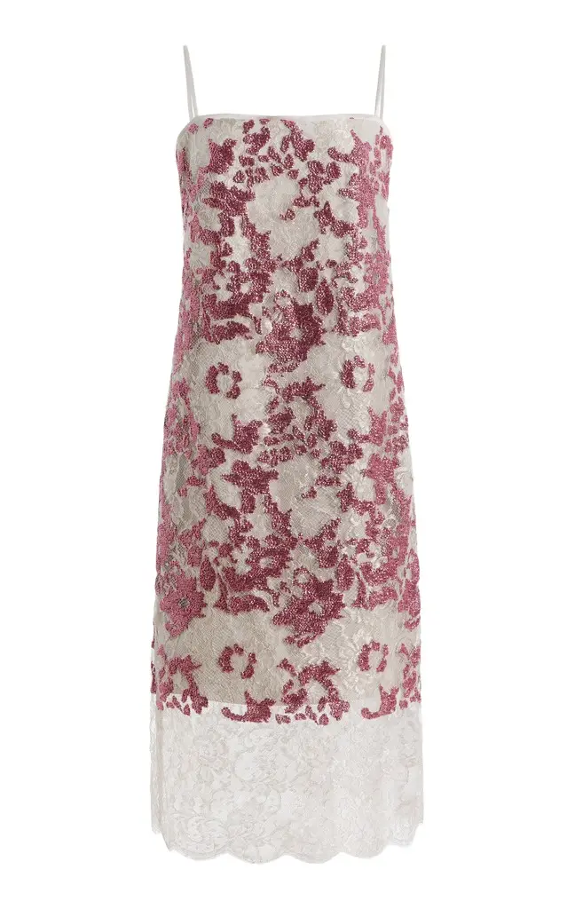 Costarellos Biona Sequined Lace Midi Cami Dress
