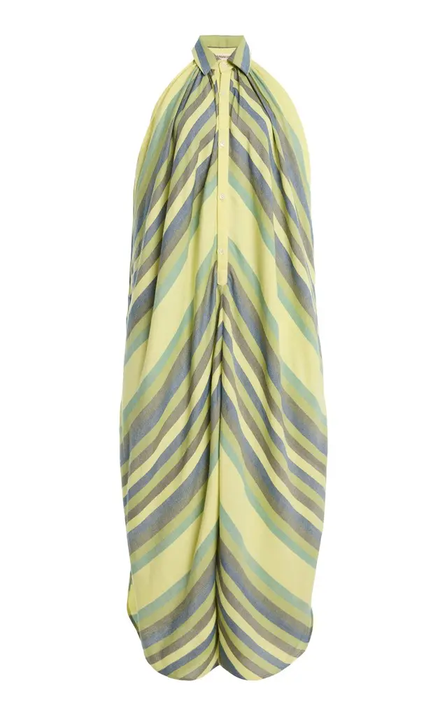 Marrakshi Life The Halter Striped Cotton Midi Dress