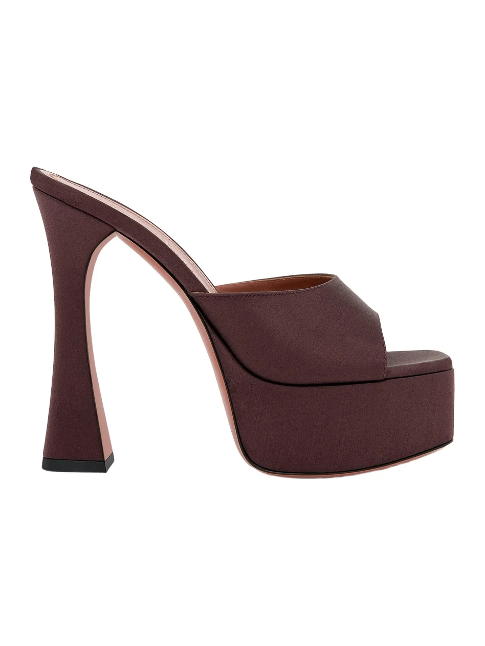 Amina Muaddi Dalida Satin Platform Mules