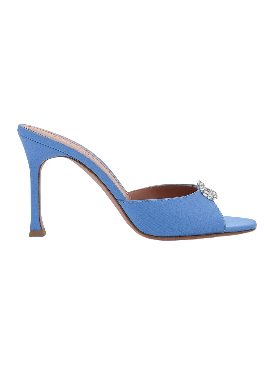 Amina Muaddi Mini Camelia Crystal Satin Slipper Mules