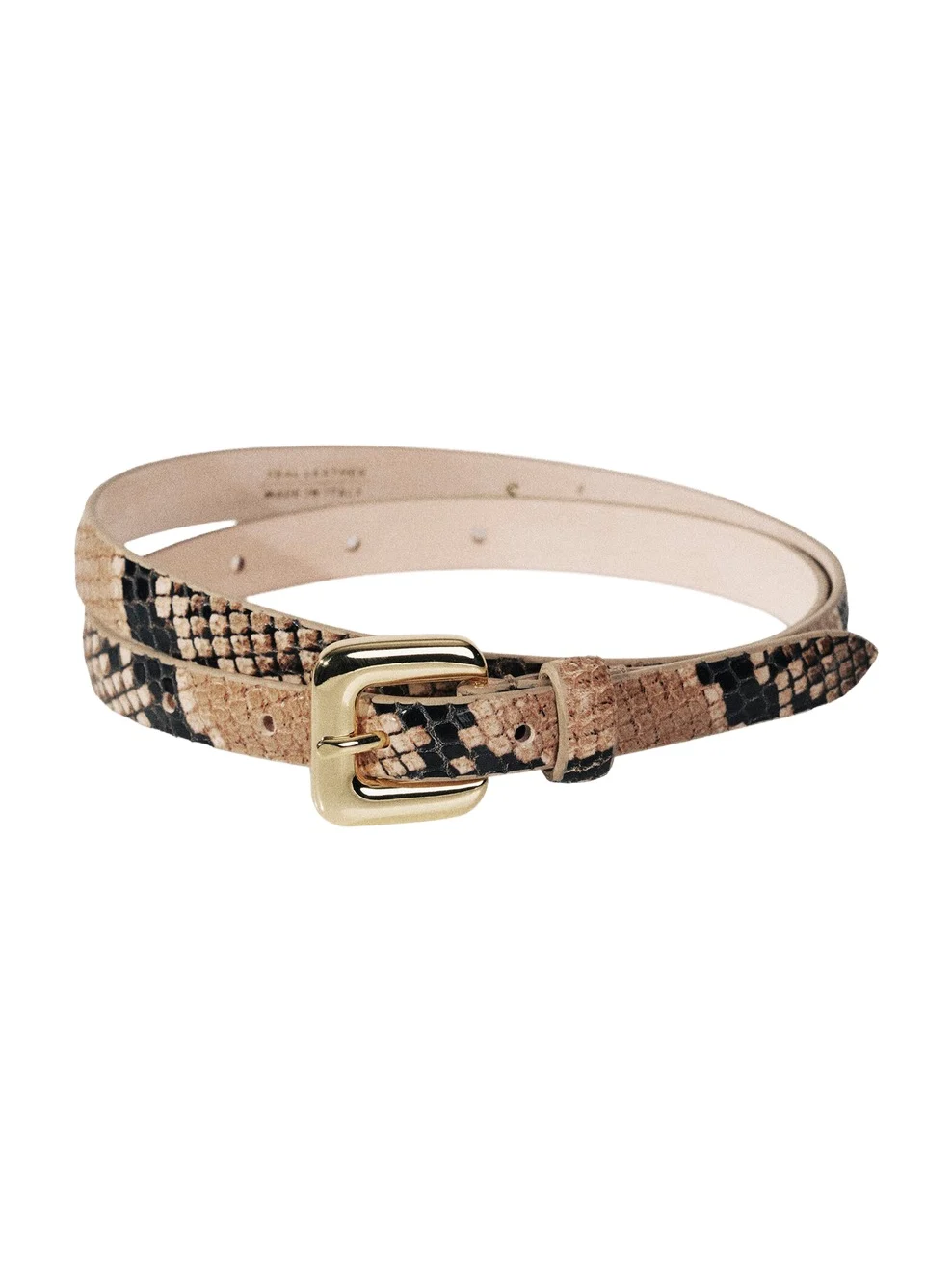 Mara Snakeskin-Printed Leather Belt