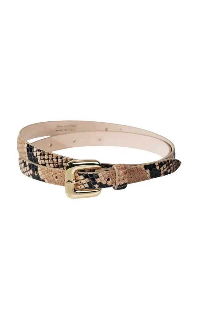 Mara Snakeskin-Printed Leather Belt Mara Snakeskin-Printed Leather Belt