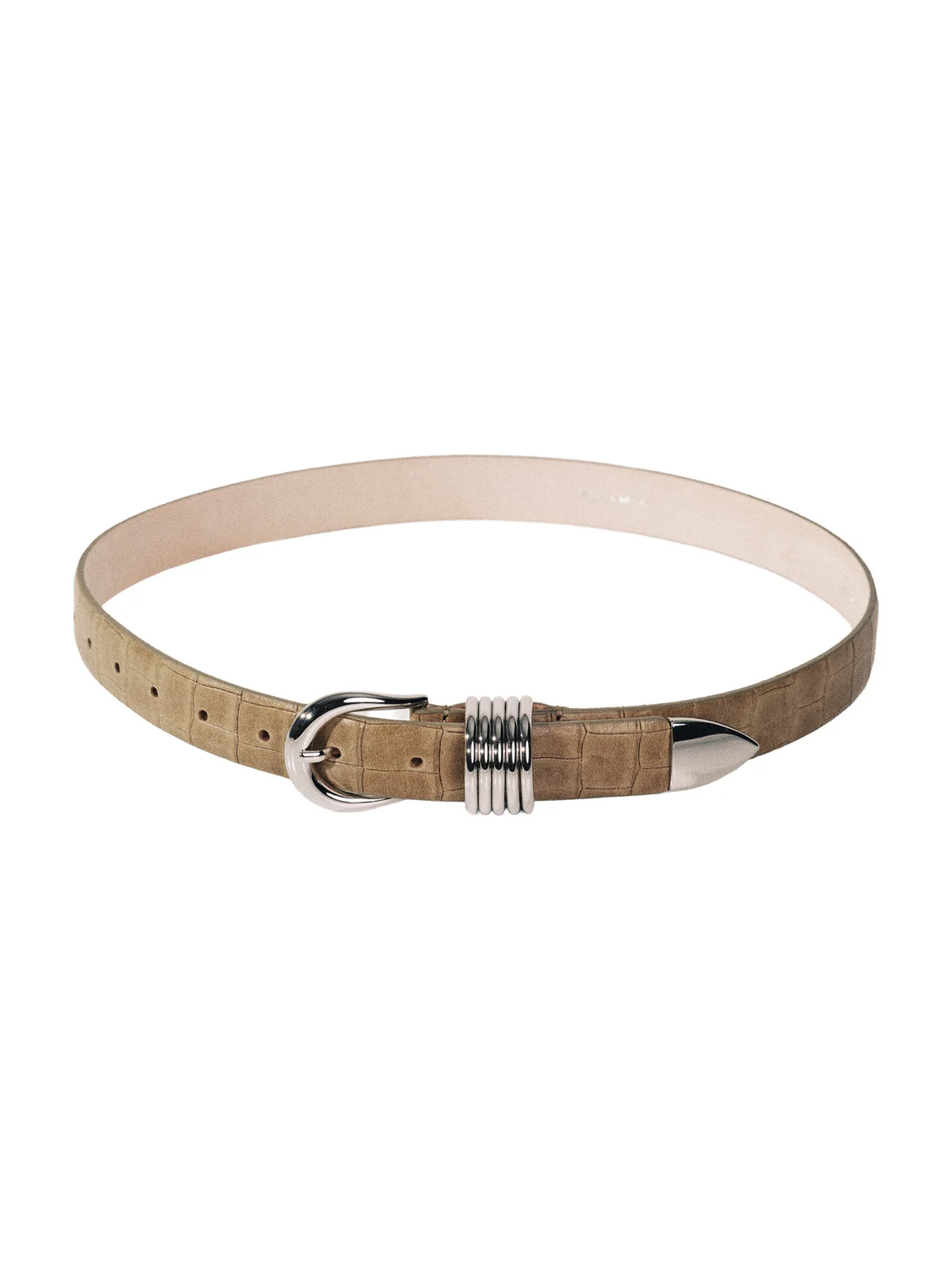 Déhanche Hollyhock Alligator-Embossed Leather Belt