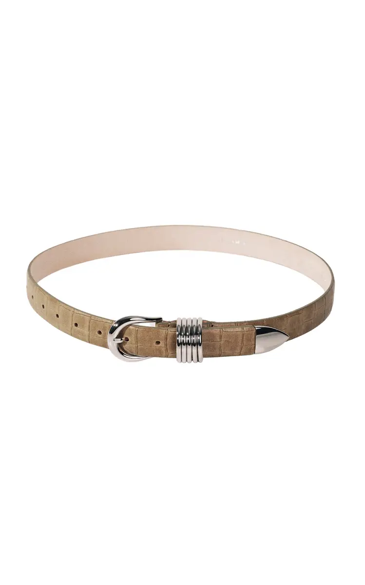 Hollyhock Alligator-Embossed Leather Belt Hollyhock Alligator-Embossed Leather Belt