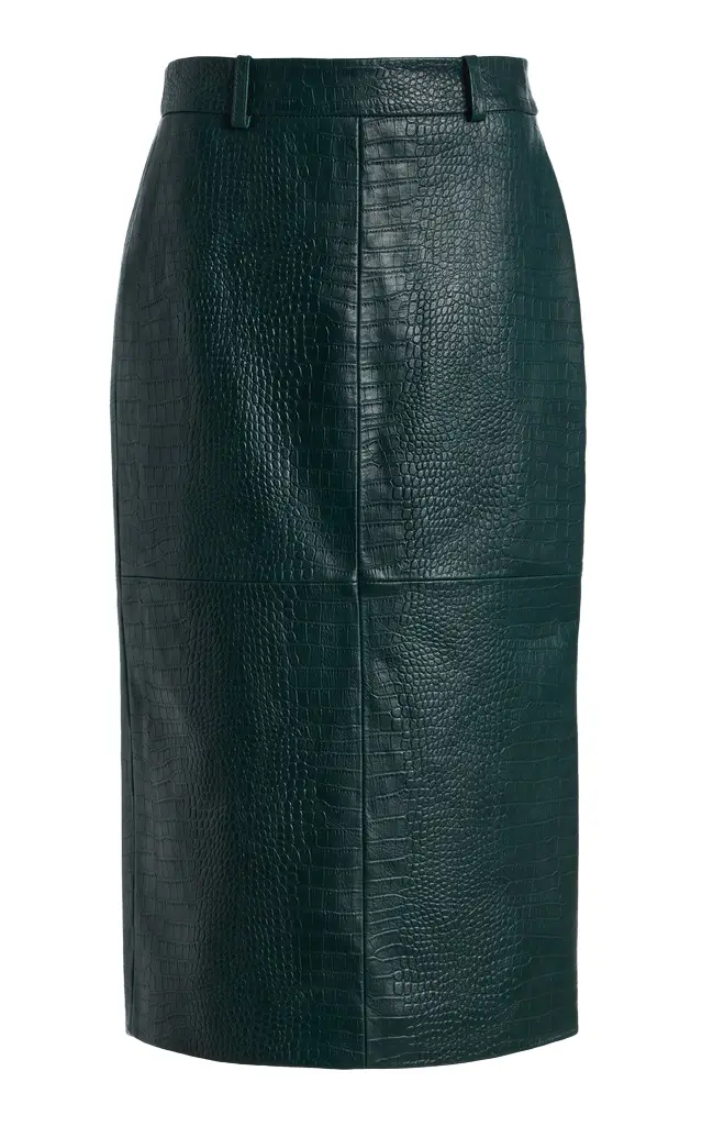 Taney Croc-Embossed Leather Midi Skirt Taney Croc-Embossed Leather Midi Skirt