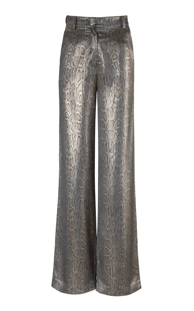 Burnt Snake Gloss Wide-Leg Pants
