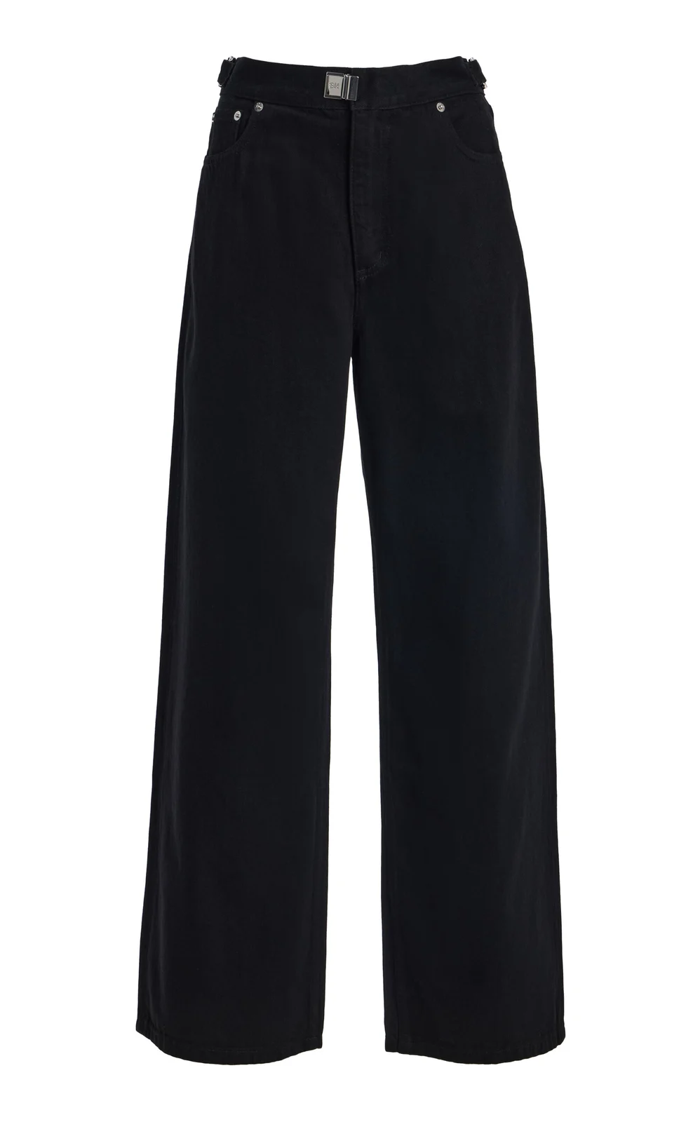 STILL HERE Buckle Rigid Mid-Rise Wide-Leg Jeans