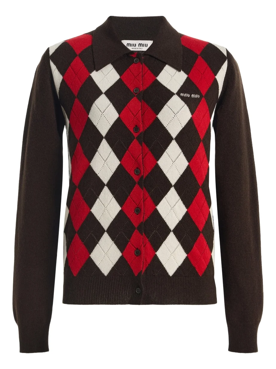 Miu Miu Argyle Cashmere Cardigan