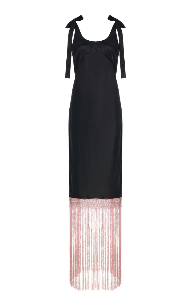 ALEJANDRA ALONSO ROJAS Virginia Fringed Crepe Midi Dress
