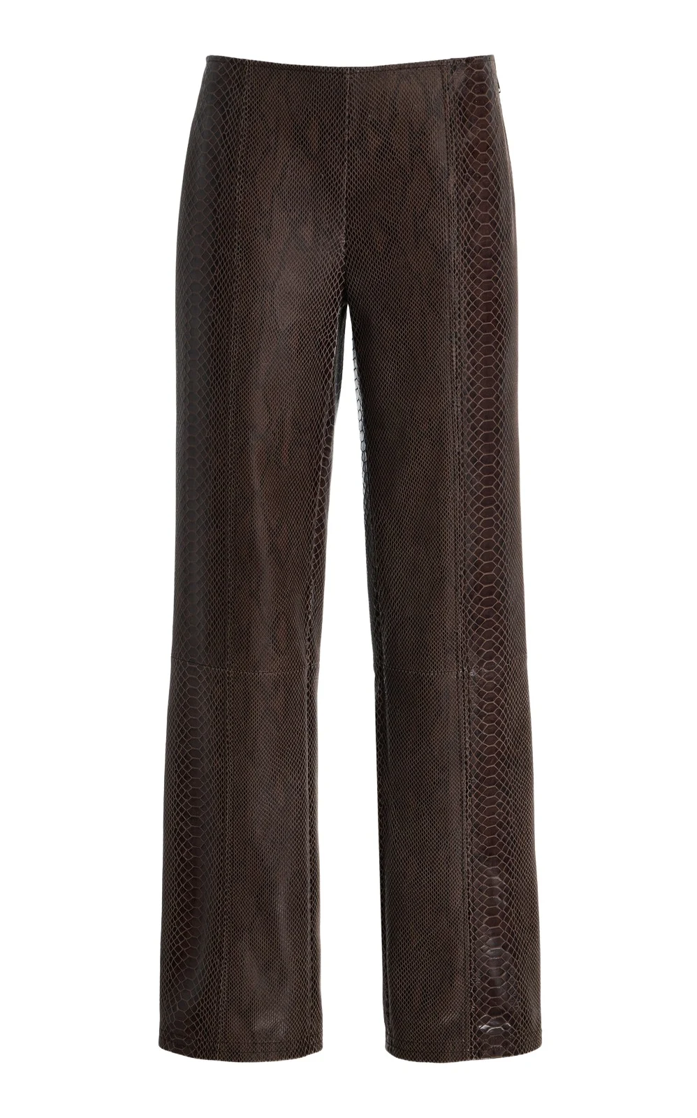Python-Embossed Leather Straight-Leg Pants Python-Embossed Leather Straight-Leg Pants